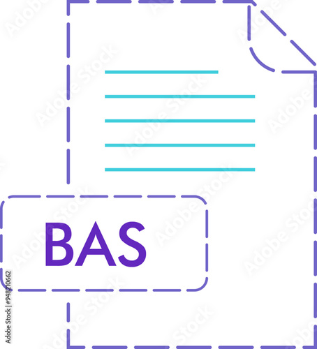 BAS File format icon rounded dashed outline