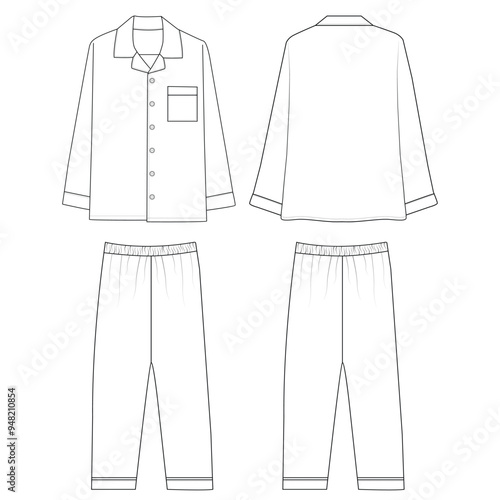 Sleepwear design template. Vector illustration of Pajamas
