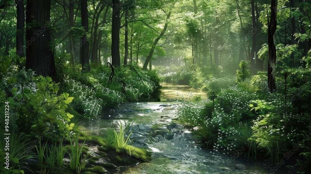 Obraz premium Forests act as natural water filters, capturing rainwater and reducing runoff.