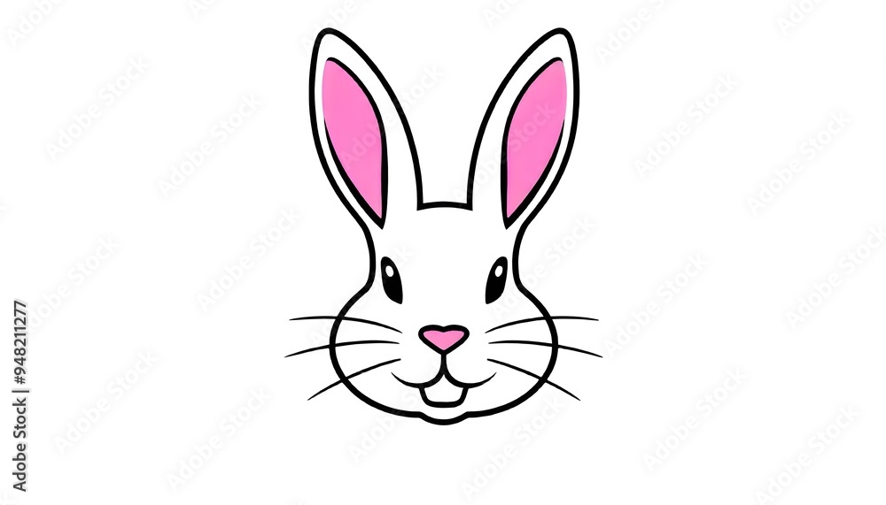 Obraz premium Rabbit face icon drawing isolated on a white background