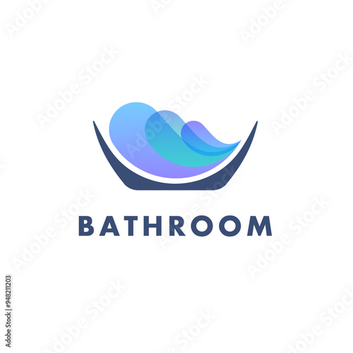 Vector logo design template. Bath tub sign. 