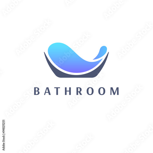 Vector logo design template. Bath tub sign. 
