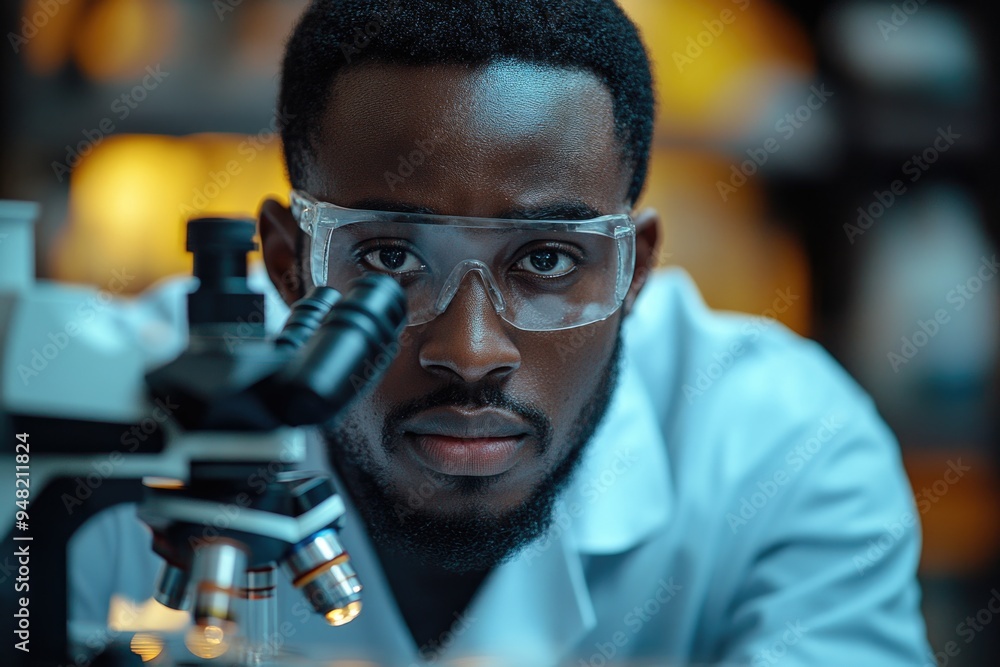 African Scientist Using Microscopes in Healthcare Research: Innovation, Analysis, and Development African Scientist Using Microscopes in Healthcare Research: Innovation, Analysis, and Development