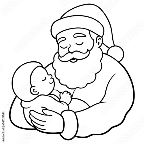Wallpaper Mural Santa's Tender Embrace A Christmas Eve Vector line Art Torontodigital.ca