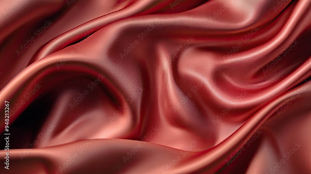 Obraz premium Close-up of luxurious silk fabric with a smooth, glossy texture, draped elegantly, showcasing its rich and opulent appearance.