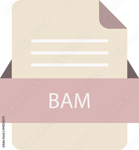 BAM file icon with color and rounded corners and folded doc