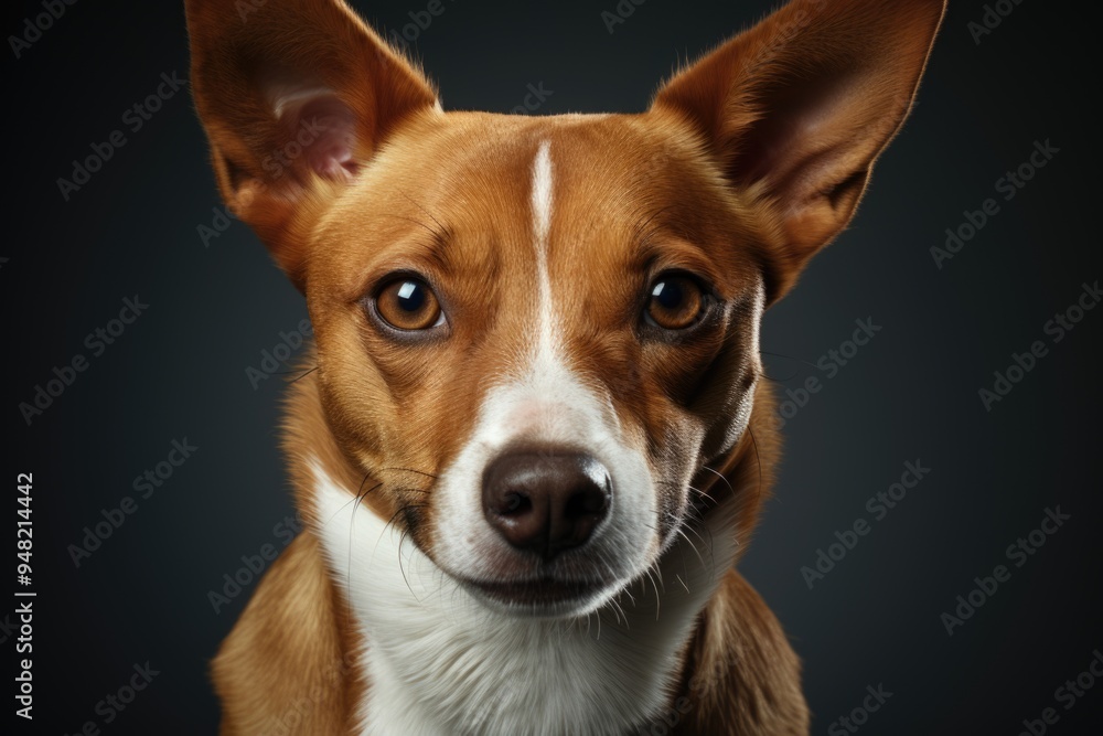 Smart and friendly Basenji dog giving the paw up close isolated in white, generative IA Smart and friendly Basenji dog giving the paw up close isolated in white, generative IA