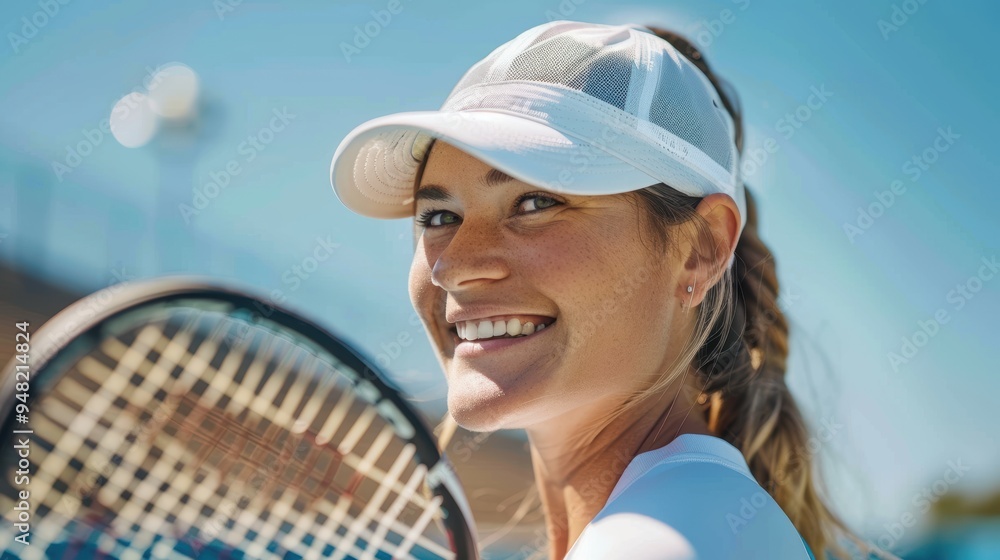 Φωτογραφία Fitness and portrait of a woman with a racket, smiling and motivated during training for health and wellness