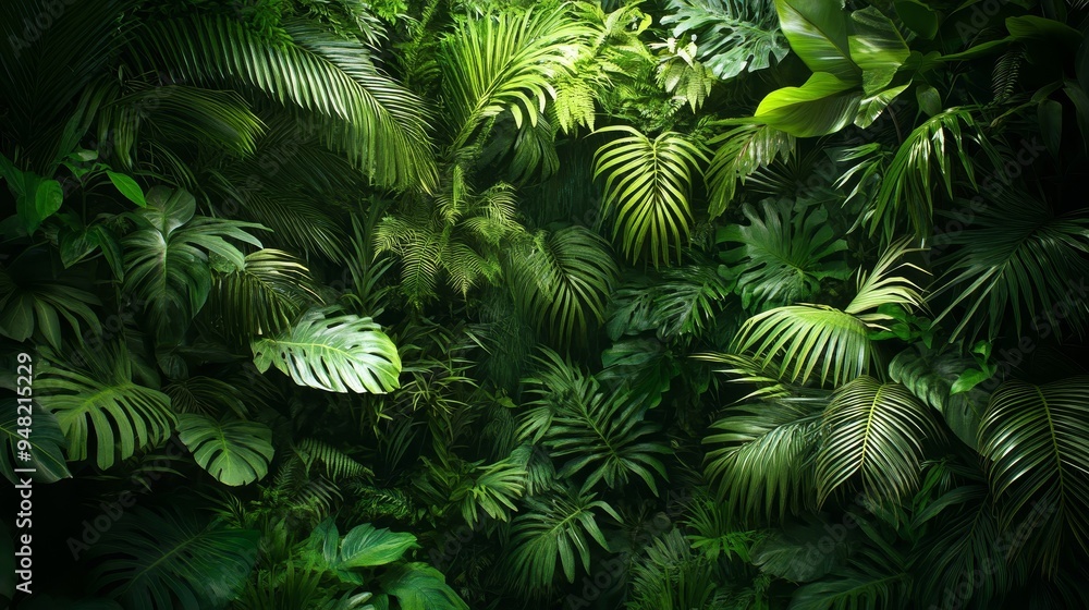 Fototapeta premium Professional rainforest texture background, dense flora, vibrant greenery, showcasing the rich diversity of tropical nature, suitable for environmental and nature themed design.