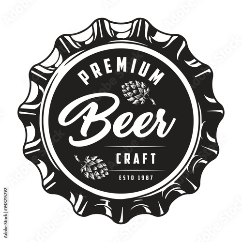 Beer cap vintage element monochrome