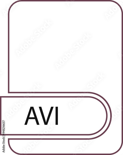 AVI File format icon black outline and light color