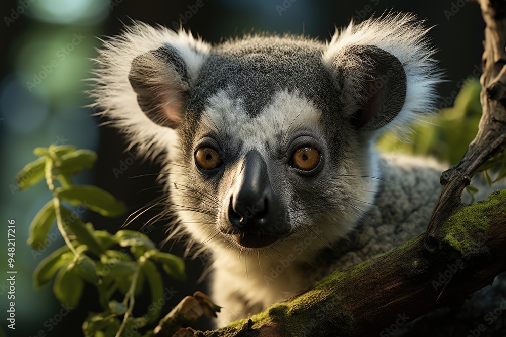 Animal fauna in tropical forest monkey lemur koala macacu generated by AI, generative IA Animal fauna in tropical forest monkey lemur koala macacu generated by AI, generative IA