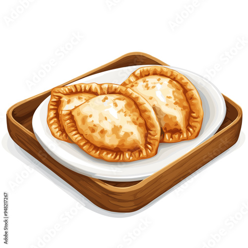 Vector Illustration of Latin American Empanadas on a Plate