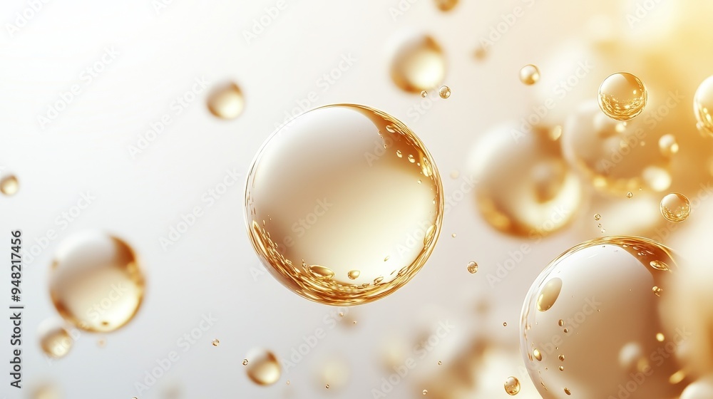 Elegant Minimalist Design Featuring Gold Bubbles on White Background, Clean Lines, High-End Aesthetic, and Soft Lighting with Blurred Foreground and Background for High-Resolution Visual Art. Elegant Minimalist Design Featuring Gold Bubbles on White Background, Clean Lines, High-End Aesthetic, and Soft Lighting with Blurred Foreground and Background for High-Resolution Visual Art.
