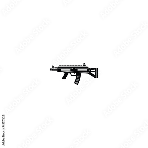 Gun and automatic weapon vector icons. Military combat firearms pictograms. Gun and automatic weapon, rifle and firearm, vector illustration