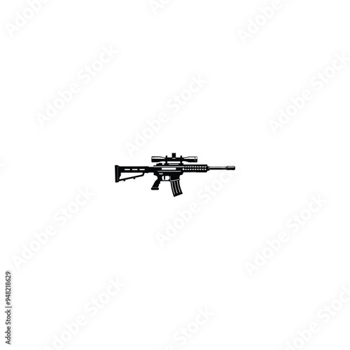 Gun and automatic weapon vector icons. Military combat firearms pictograms. Gun and automatic weapon, rifle and firearm, vector illustration