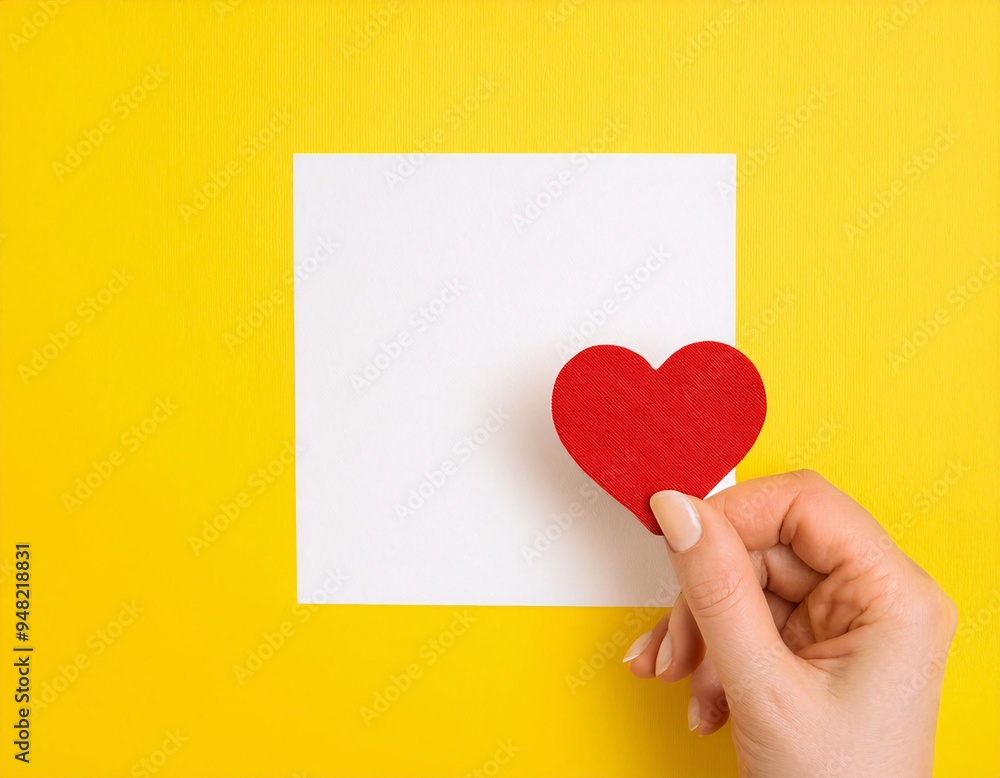 Hand holding a heart symbol made of paper mockup, displaying a message of love and affection, generative ai Hand holding a heart symbol made of paper mockup, displaying a message of love and affection, generative ai