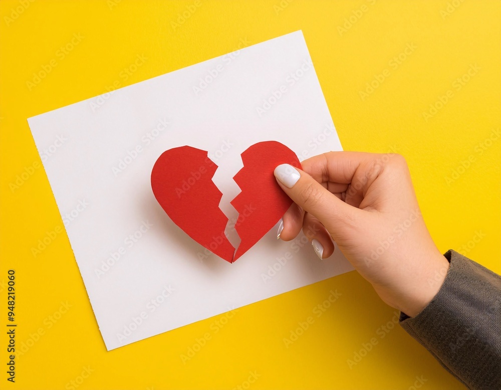 Hand holding a heart symbol made of paper mockup, displaying a message of love and affection, generative ai Hand holding a heart symbol made of paper mockup, displaying a message of love and affection, generative ai