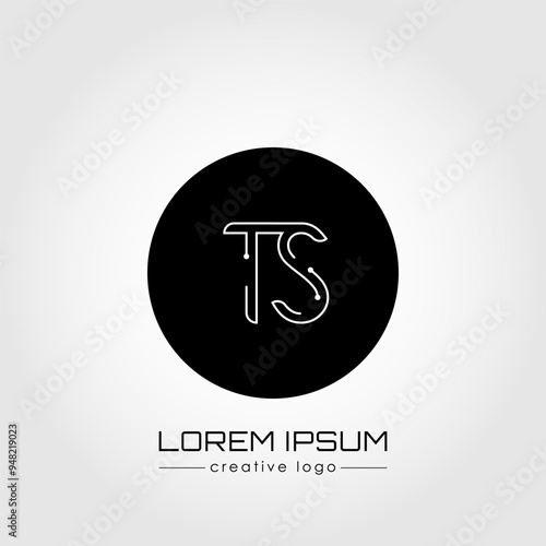 The creative logo is the letter T and S. A design element of a logo, business card, corporate sign or monogram. The idea of a thematic design