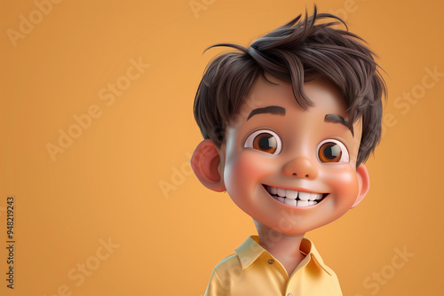 A happy Indian school kid isolated 3d color background