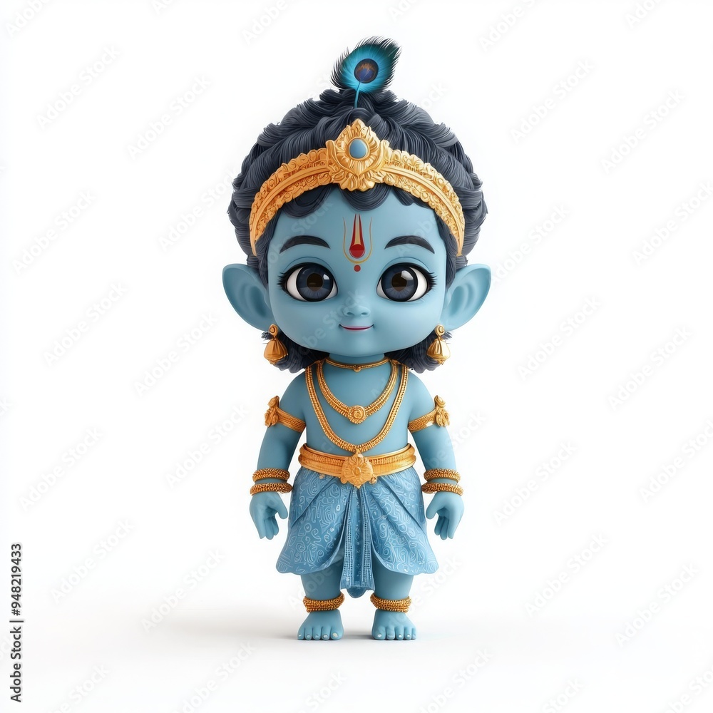 Enchanting Baby Krishna Delving into Hindu Philosophy - 3D Illustration Isolated on White Background Enchanting Baby Krishna Delving into Hindu Philosophy - 3D Illustration Isolated on White Background