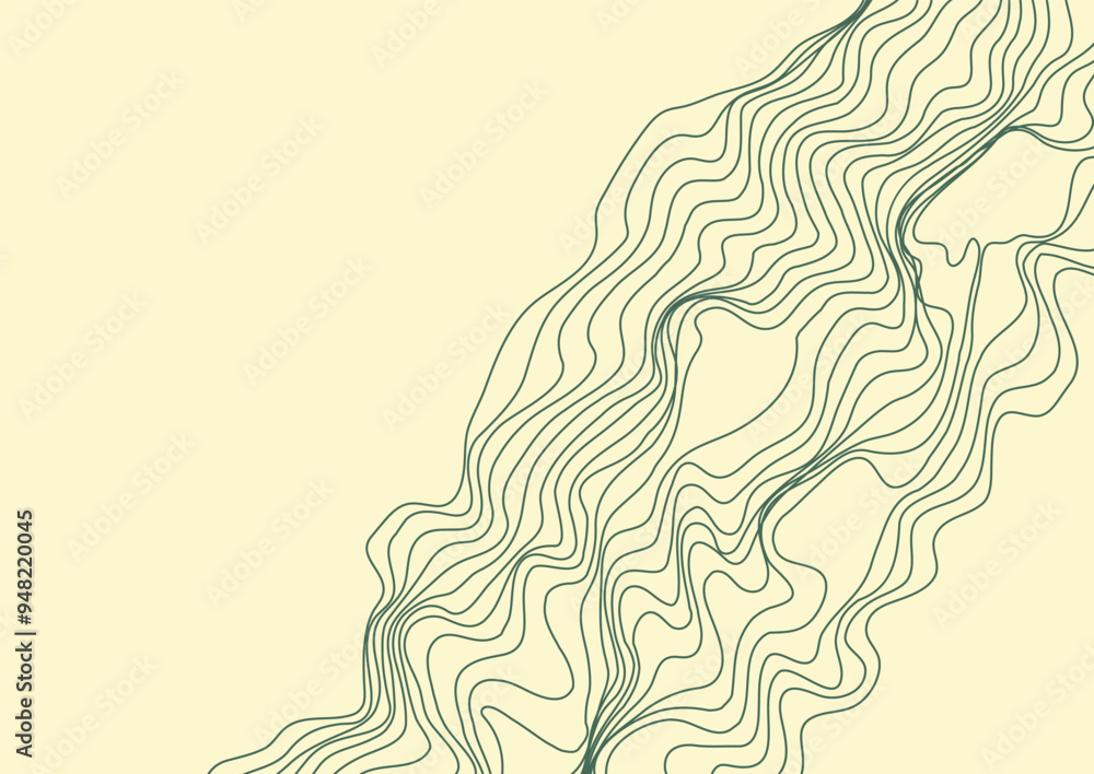 Fototapeta premium Linear abstraction. Background of smooth wavy lines. Curved lines create the effect of chaos or terrain