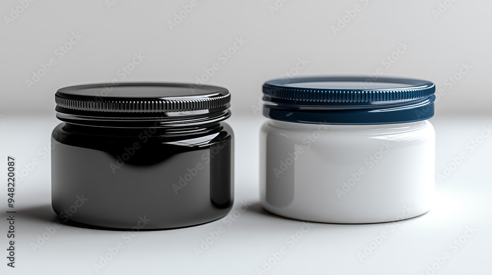 White and Black Supplement Bottle Mockup Set on White Background White and Black Supplement Bottle Mockup Set on White Background