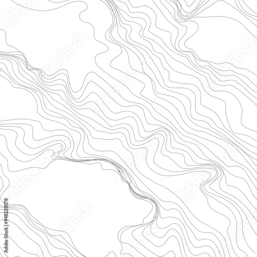 Abstract background of curved lines. The pattern of spreading water with islands. The concept of technology, science, sound propagation, landscape change, illusion and hallucination
