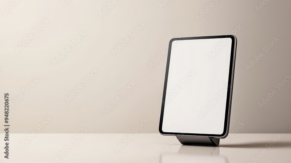 Tablet Mockup Displayed on Stand with Clean Background Emphasizing Design