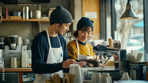 カフェで協力するスタッフ