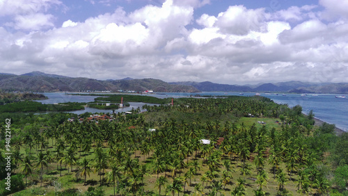 A breathtaking aerial view of Cemare Beach in Lombok, Indonesia