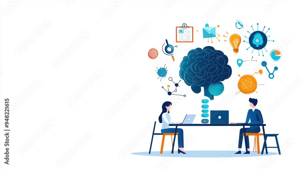 AI tutor providing personalized guidance, student-centered learning, flat design illustration AI tutor providing personalized guidance, student-centered learning, flat design illustration