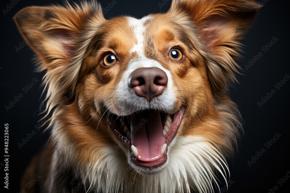 Portrait of a cheerful dog with cute with his tongue pose isolated over the whit, generative IA Portrait of a cheerful dog with cute with his tongue pose isolated over the whit, generative IA