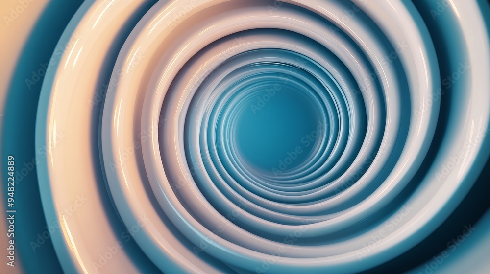 Fototapeta premium abstract white circular swirl with blue and orange gradient background - modern 3d tunnel design for technology, website, and branding
