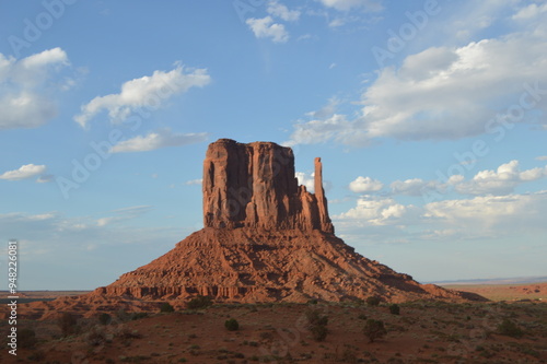 Orange rock formations in the summer at Monument Valley Navajo National Park, USA