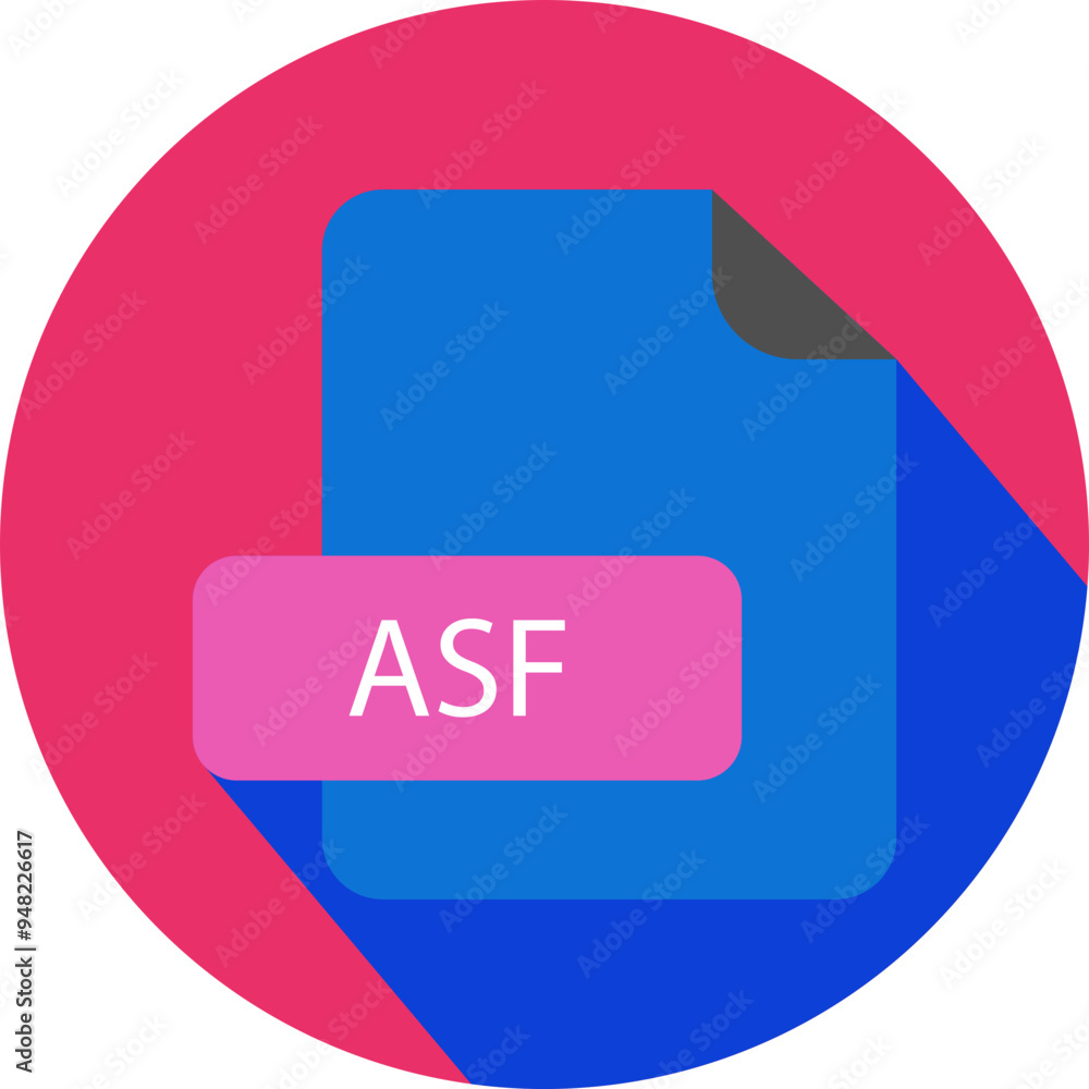 ASF File extension icon with black shadow circular icon ASF File extension icon with black shadow circular icon
