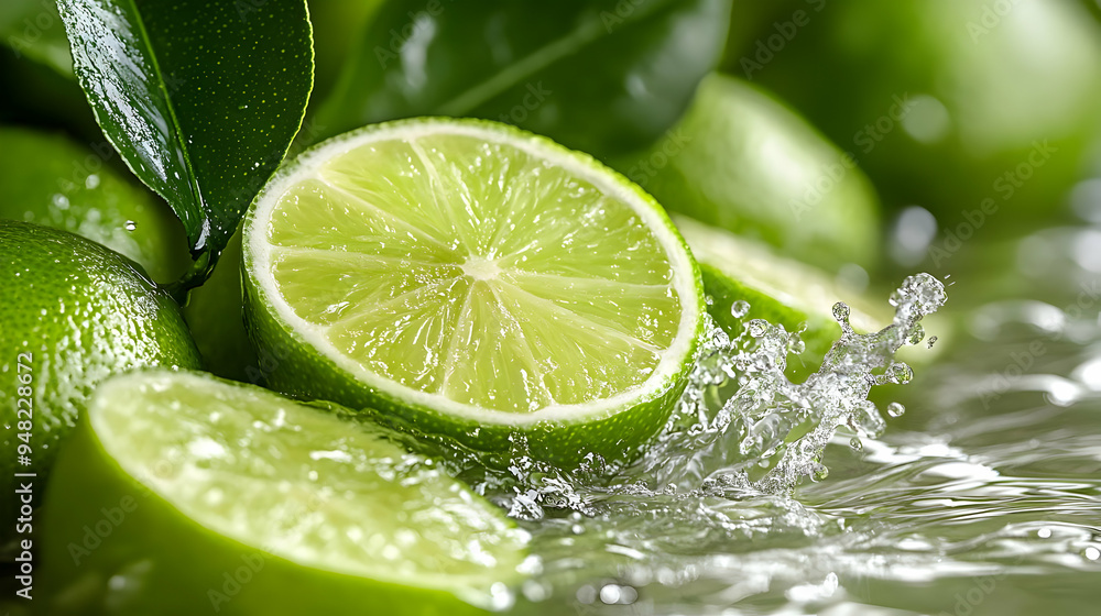 Fresh Limes with Water Splash Fresh Limes with Water Splash