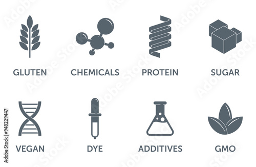 Icons collection for food labeling - monochrome style