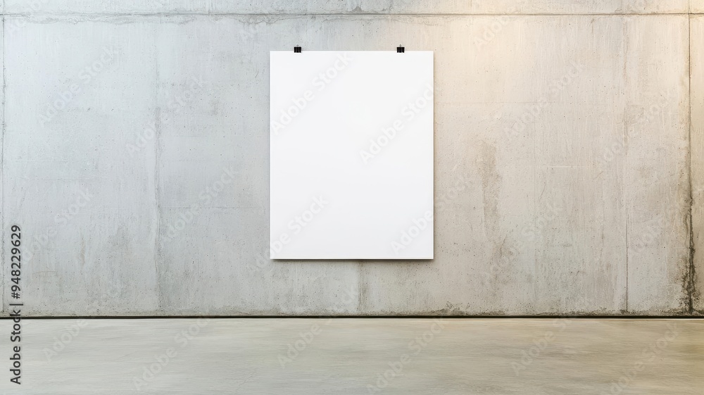 Blank poster on a concrete wall in an art gallery setting, creative exhibition mockup