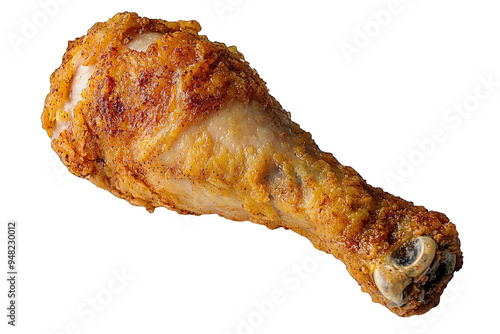 Deliciously crispy fried chicken leg with golden-brown skin, perfect for meals, snacks, or special occasions. photo