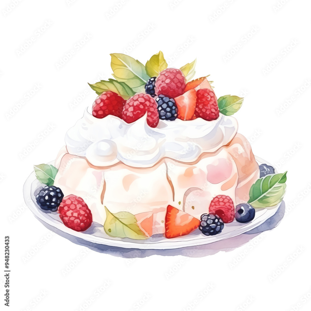 Delicious fluffy cake topped with fresh berries and whipped cream on a white plate. Perfect for dessert or special occasions. Delicious fluffy cake topped with fresh berries and whipped cream on a white plate. Perfect for dessert or special occasions.