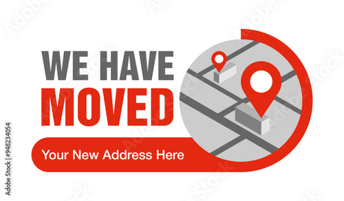 We Have Moved - sticker for showing of relocated address