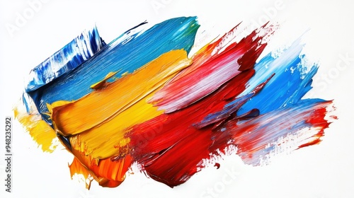 Colorful acrylic brushstrokes create a dynamic abstract artwork, showcasing movement and expression in various vibrant hues