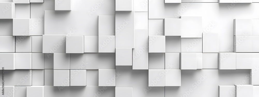 White background with 3D blocks arranged in an abstract pattern, perfect for adding depth and texture to design projects White background with 3D blocks arranged in an abstract pattern, perfect for adding depth and texture to design projects