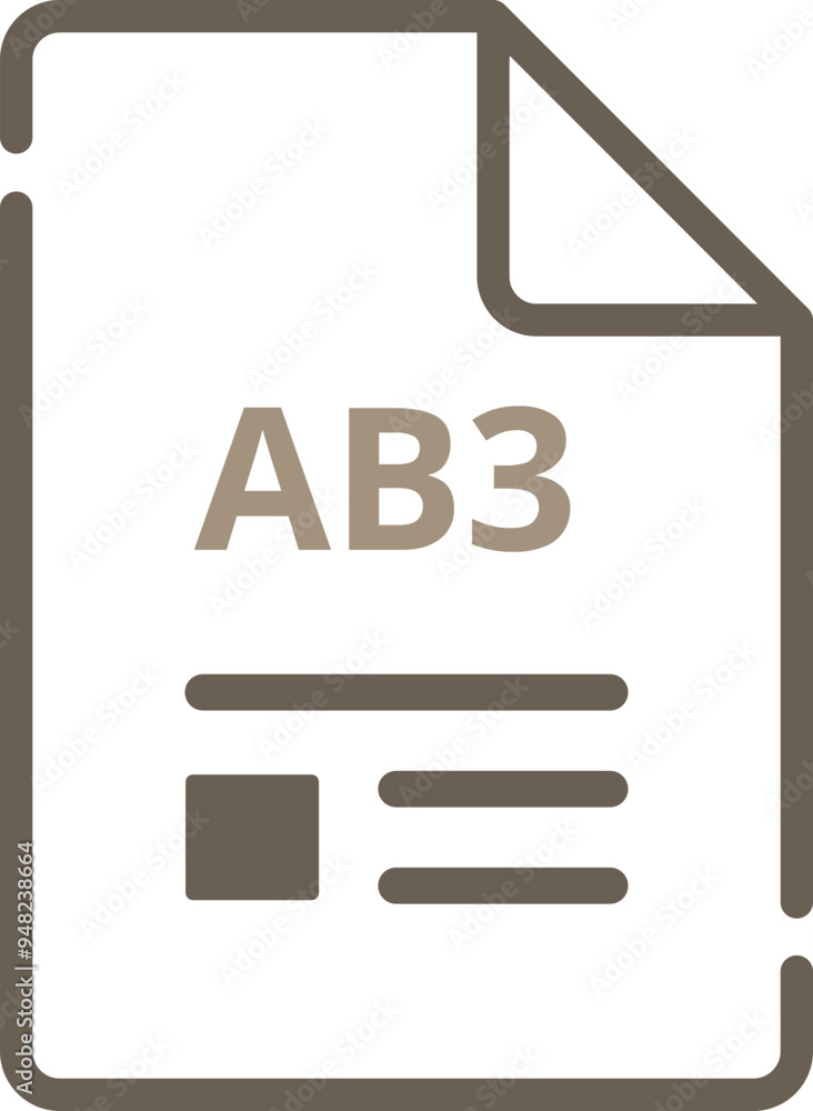 AB3 File icon minimal outline with symbols AB3 File icon minimal outline with symbols