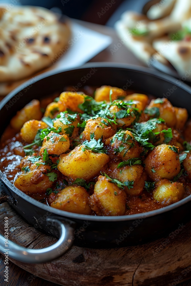 Aloo Gobi, A dry curry of potatoes and cauliflower with spices. Aloo Gobi, A dry curry of potatoes and cauliflower with spices.