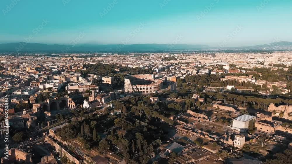 Aerial panoramic view of Rome, historic city center, Italy from above, Europe Aerial panoramic view of Rome, historic city center, Italy from above, Europe