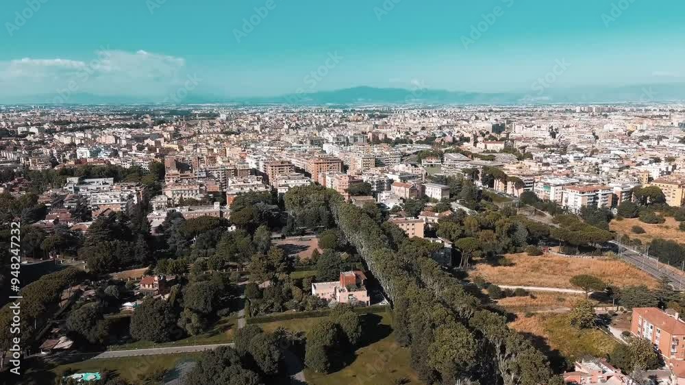 Aerial panoramic view of Rome, historic city center, Italy from above, Europe Aerial panoramic view of Rome, historic city center, Italy from above, Europe