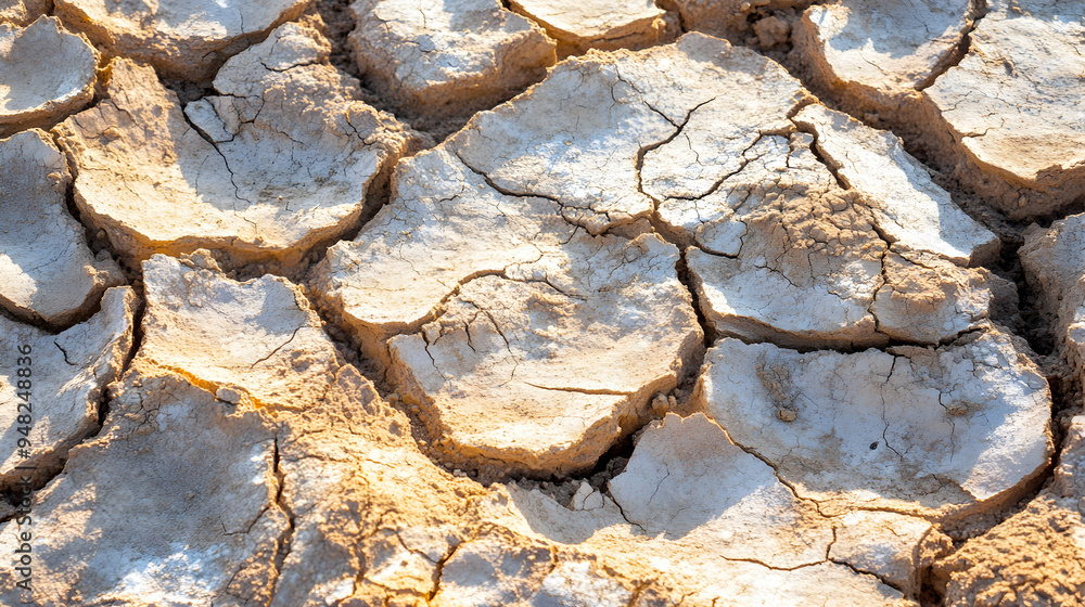 Fototapeta premium Cracked and Arid Drought Affected Earth Surface Texture Pattern