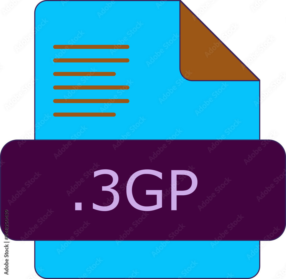 3GP File extension icon insidse fill with lines fill 3GP File extension icon insidse fill with lines fill